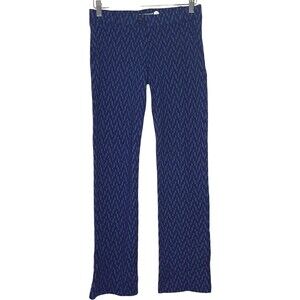 Betabrand All Day Wear Womens Pant Petite Small Blue Chevron Straight Leg Career